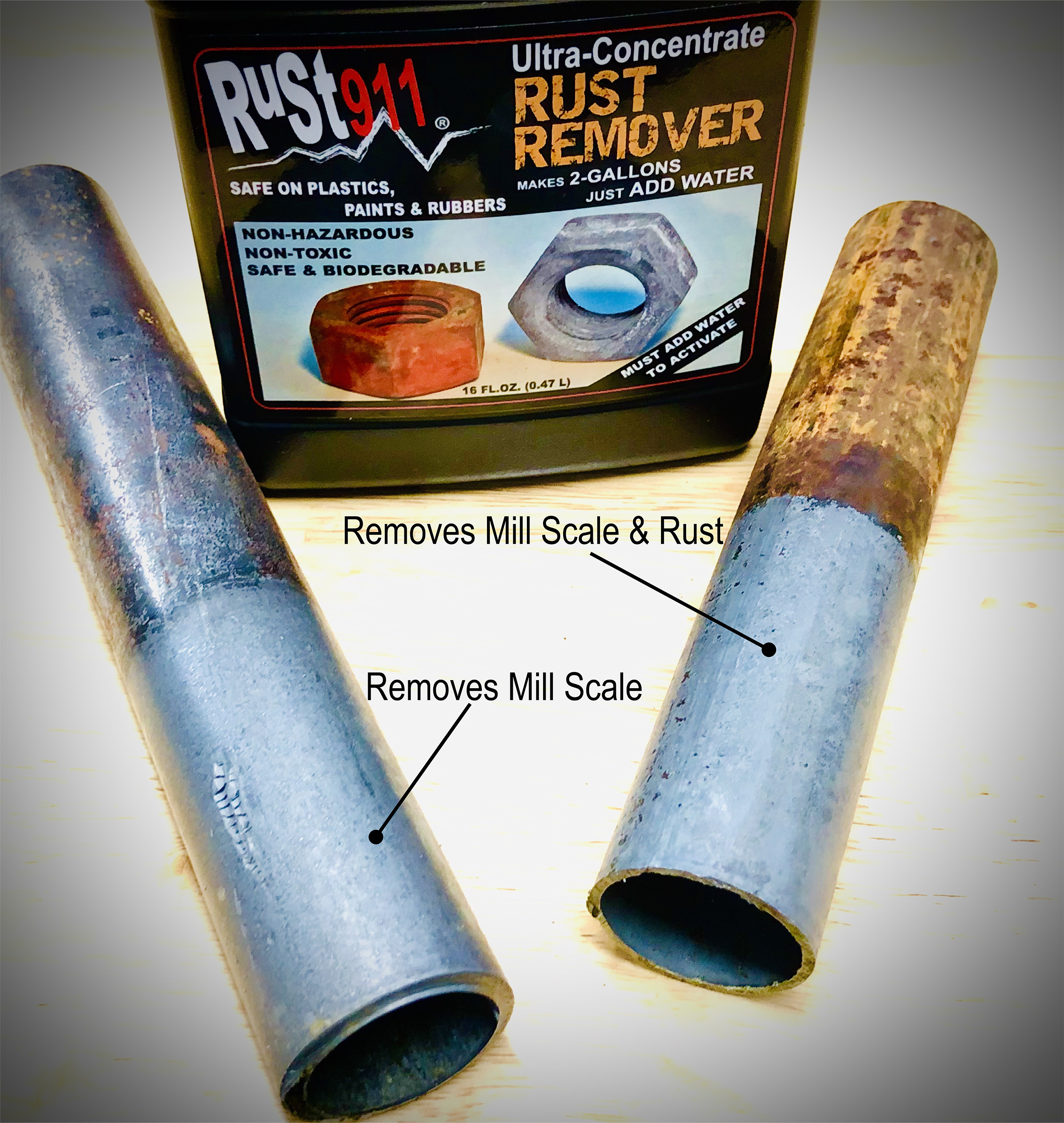 rust removal on mill scale pipes